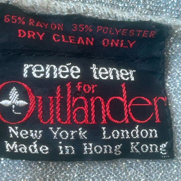 Vintage lurex cardigan Renee Tener for Outlander. Silver w/multi stripe. 70s XS - Picture 9 of 14